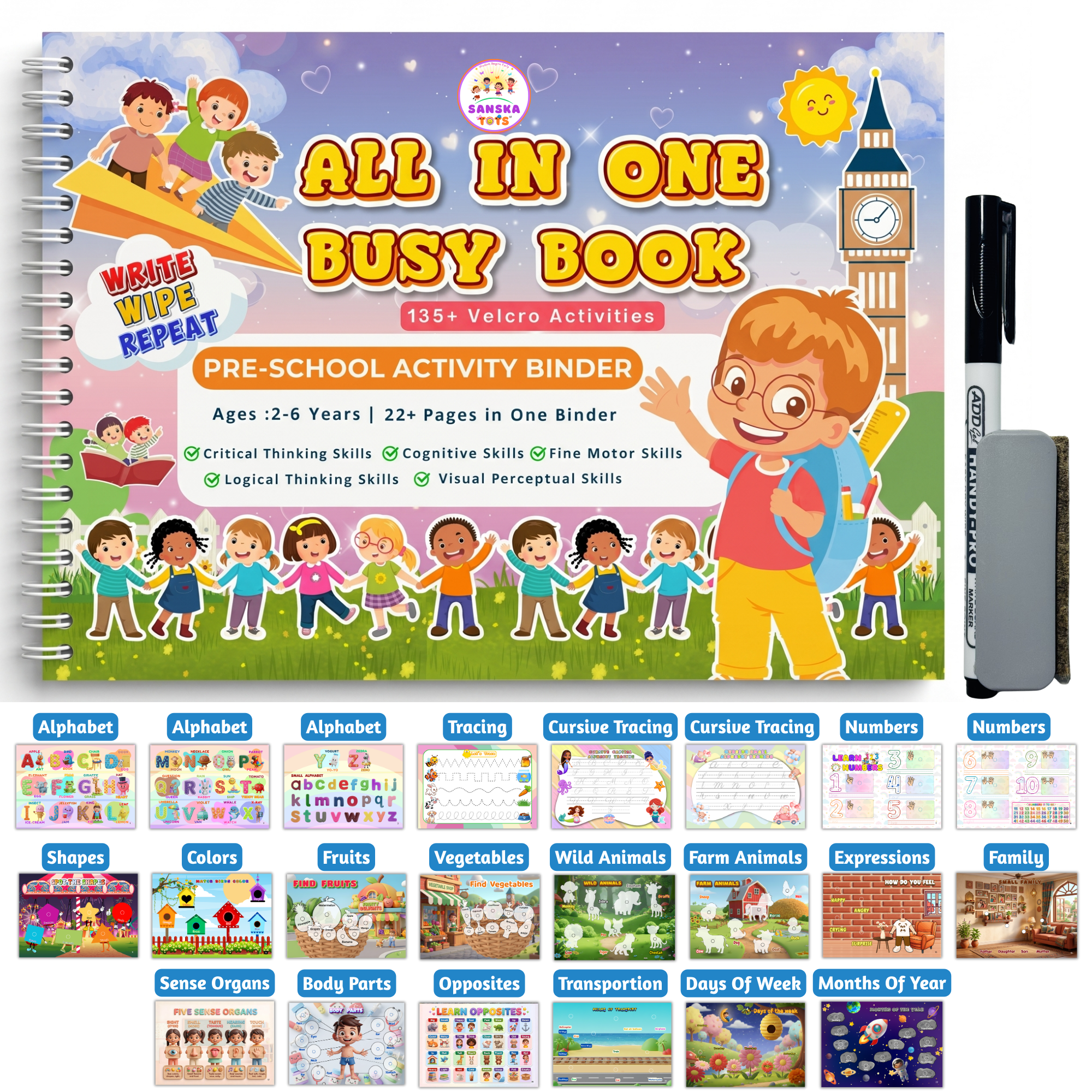 SanskaTots All In One Busy Book